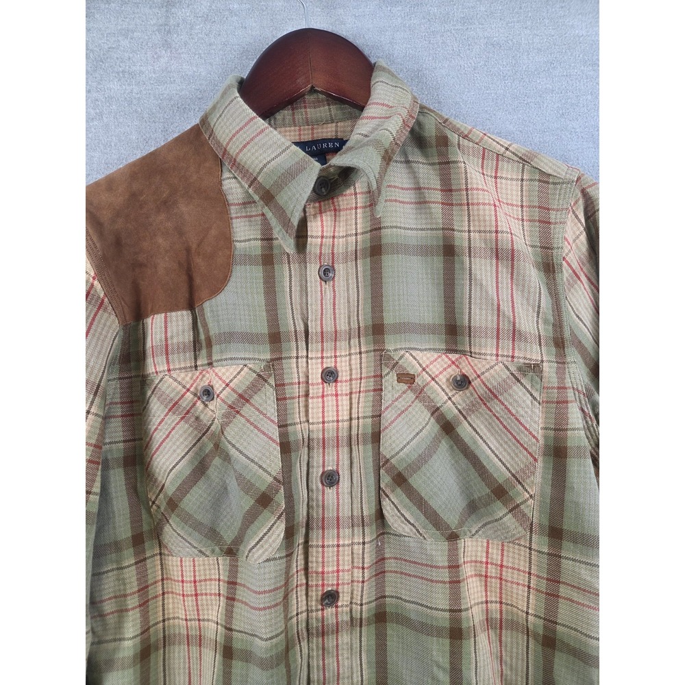 Ralph Lauren Vintage Boys 12 Long Sleeve Hunting Shirt Shoulder Patch Western